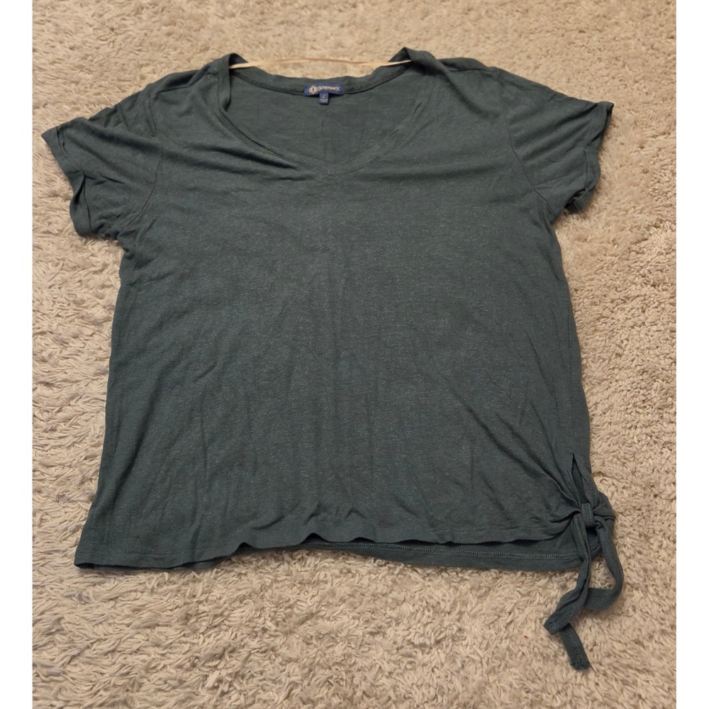 Democracy‎ Twist Knot V-Neck T-Shirt Women's Size Large Green